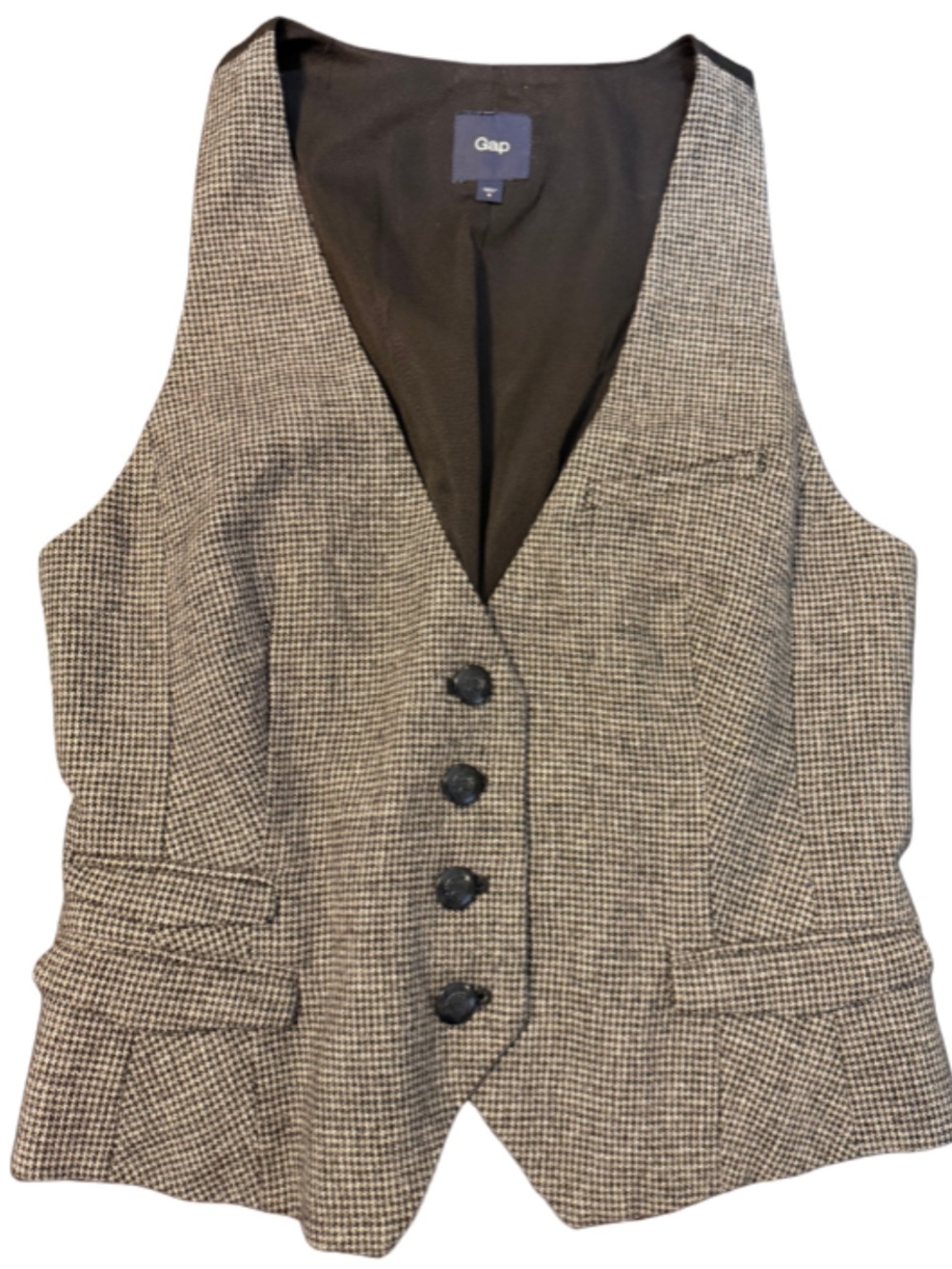 Gap Wool Houndstooth Tailored Waistcoat Vest Small 2010 Y2K